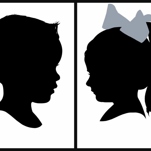 2 Custom Silhouettes - Digital Files Only - DIY Print at Home