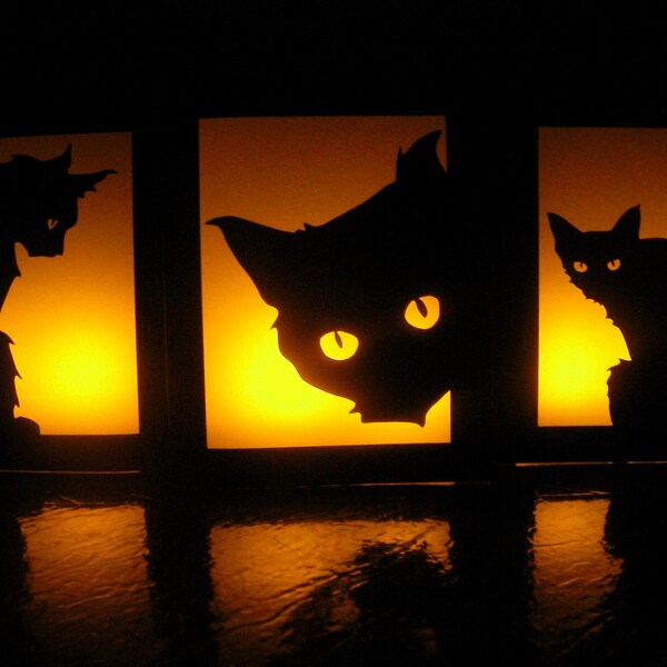 Black Cat Halloween Luminaries - Set of 3 - Party Decorations