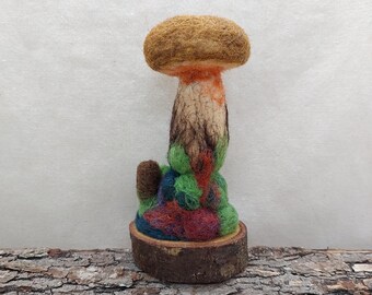 Naaldvilten boleet, boskunstobject, herfstdecor, boekenplank metgezel, Cottagecore-cadeau