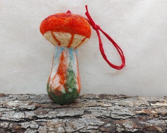 Naaldvilten paddenstoelhanger, gezellige autospiegelbedel, tasaccessoire, grappige zakpaddestoelen