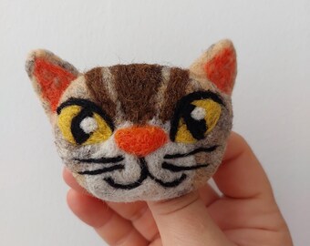 Naaldvilten Cyperse kattenbroche, wolvilt kunstspeld, handgemaakt kattenliefhebbercadeau