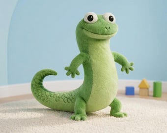 Lizard Tom Plush Toy, Soft Green Stuffed Animal, Soft Reptile Plush for Kids & Collectors, Unique Forest Friend