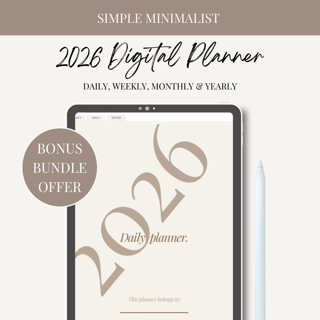 Daily Planner 2026 | Minimalist Digital Planner for iPad & Goodnotes ...