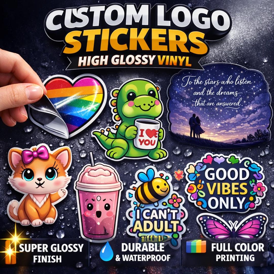 Custom Logo Vinyl Stickers: Die Cut, Water-resistant Personalized ...