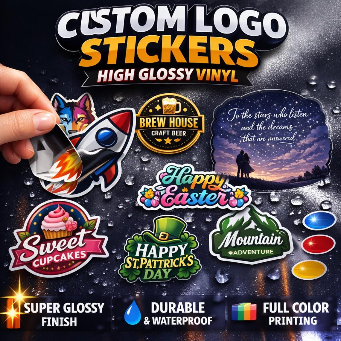 Custom Logo Vinyl Stickers: Die Cut, Water-resistant Personalized ...