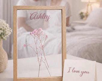 Personalized Pressed Flower Frame – Custom Name Keepsake