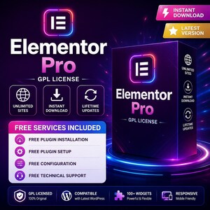 Elementor Pro GPL License  | Lifetime Use on Unlimited Websites | WordPress Page Builder Plugin