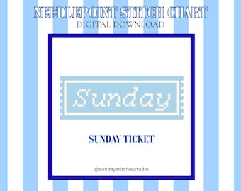 Sunday Ticket - Digital Needlepoint Chart - 18 mesh - PDF
