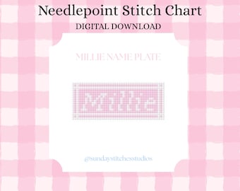 Millie Name Sign - Digital Needlepoint Chart - 18 mesh - PDF