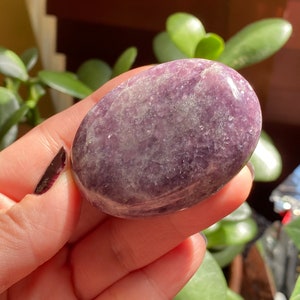 Rare Lepidolite Palm Stone - Lithium Mica