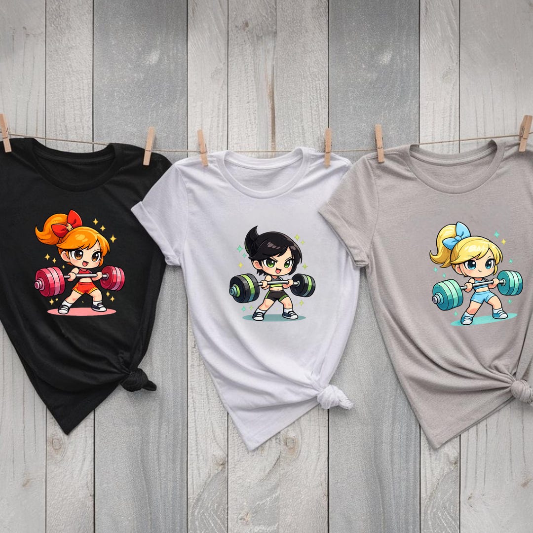 Cute Weightlifting Girl Shirt, Chibi Gym Girl Tee, Kawaii Fitness ...