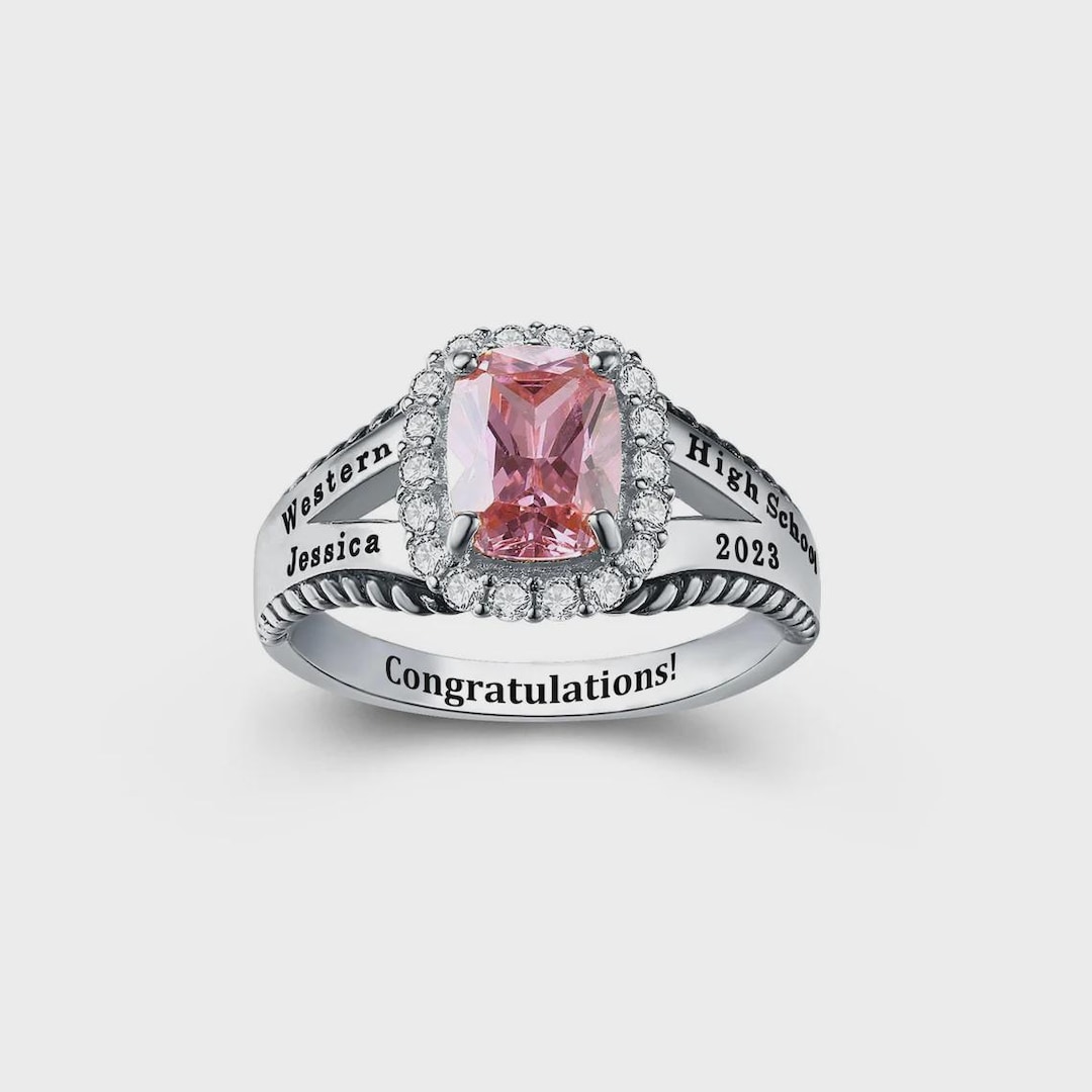 Girls Normal Class Rings Ships in 3 Days Customized Class Rings for Women 925 Sterling Silver or ...