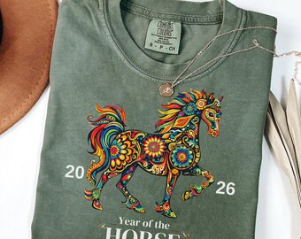 Comfort Colors 2026 Year Of The Horse Shirt, Chinese New Year Tshirt, Chinese Horse Apparel, Happy Chinese New Year Tee, New Year 2026 Gift