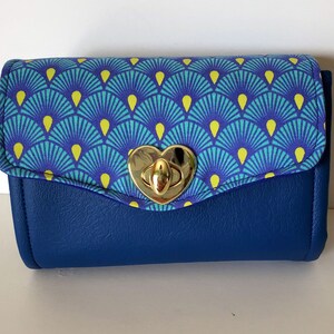 Cartera, monedero de vinilo de lona y marino con bolsillos y ranuras, mini monedero de embrague necesario, monedero azul zafiro