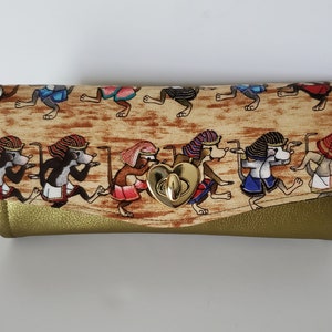 Bailando ratones egipcios algodón y cactus cuero clutch cartera con bolsillos y ranuras, cartera de embrague grande, NCW