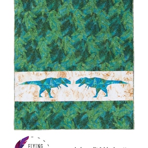 T-Rex dinosaur baby quilt pattern, Geo Rex dinosaur baby quilt pattern by Flying Parrot Quilts, a fun paper piecing block or baby quilt image 1