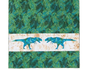 T-Rex dinosaur baby quilt pattern, Geo Rex dinosaur baby quilt pattern by Flying Parrot Quilts, a fun paper piecing block or baby quilt