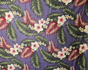 Hawaiian barkcloth Hibiscus and palm pattern Trendtex 2001