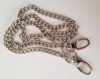 Single link chain strap in bright nickel, high quality purse strap, with swivel snap hooks, 28-1/2 inches long