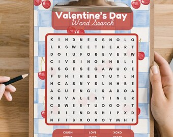 Búsqueda de palabras del Día de San Valentín: actividad imprimible para el aula, San Valentín para niños, descarga digital