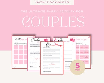 Actividad imprimible de San Valentín para parejas, Hoja de trabajo de resoluciones para 2026, Planificador de establecimiento de metas, Preguntas de reflexión, Bingo de lista de deseos