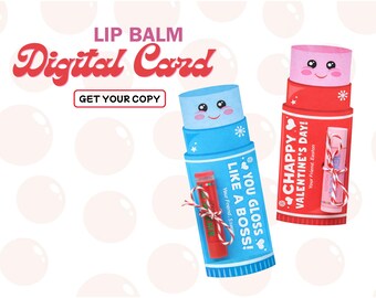 Tarjeta de bálsamo labial de San Valentín imprimible para el aula, regalo de San Valentín sin dulces, descarga digital