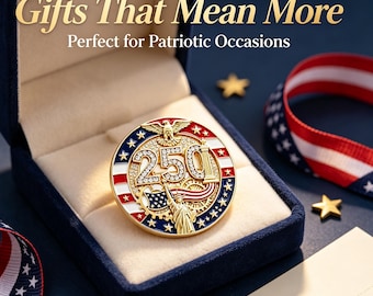 4th of July Patriotic Gift for Veteran Statue of Liberty Eagle Brooch USA 250th Anniversary Commemorative Pin Boxed 2026