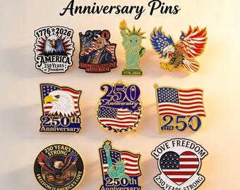 Spilla smaltata per il 250° anniversario degli Stati Uniti, distintivo patriottico del cinquantesimo anniversario, accessorio da bavero in lega