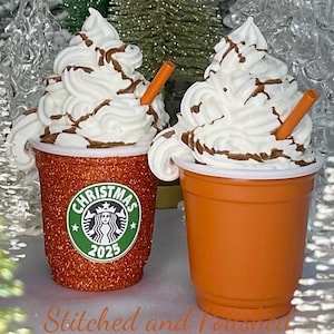 2026 Personalized Orange Coffee Inspired Ornaments Starbucks 7 Brew Dunkin Grinch Barbie Wicked