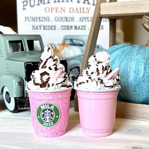 2024 Personalized Starbucks Inspired Ornament in Pink or Pink Glitter. Please read description. Name/Phrase with year or no year!