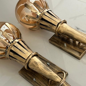 Hard wired Torch shape wall sconce, Antique lamp, Rustic Light Fixture, farmhouse lighting, Castle Lamp