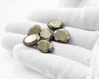Pyrite Faceted Stone, Oval Loose Gemstone for Pendant Making