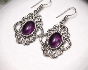 Artisan Amethyst Drop Earrings for Women