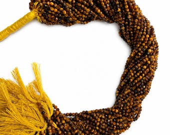 Tiger Eye Gemstone Beads for DIY Jewelry | Small Faceted Strand