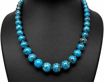 Natural Indian Turquoise Round Beads | Smooth Polished Blue Gemstone Jewelry Supply