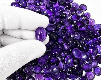 Groothandelspartij natuurlijke amethist edelstenen | 10 x 12 mm ovale cabochons | Losse paarse stenen voor sieraden op maat