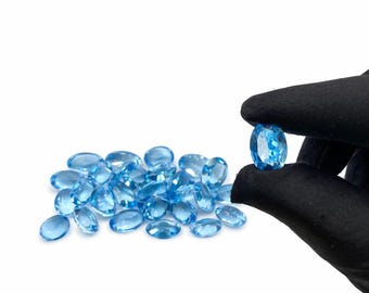 Sky Blue Topaz Oval Cut Gems | Natural Faceted Loose Stones for Jewelry