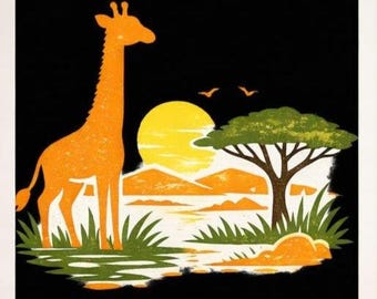 Minimal Wall Art – Giraffe png Printable Home Decor for Living Room & Bedroom (Instant download)