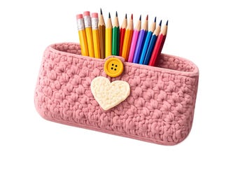 Crochet png, png t.shirt desig, kids shirt png,Heart Button Pencil Holder (Digital Download)