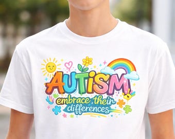 自閉症啓発サングラフィティPNG、スペクトラムレインボーPNG、自閉症は違いを受け入れるPNG、自閉症PNGシャツ、自閉症PNG（即時ダウンロード）