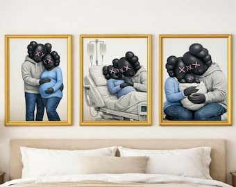 Kaws Graffiti Art Print Set of 3, Modern Monochrome Wall Art (Instant Download)