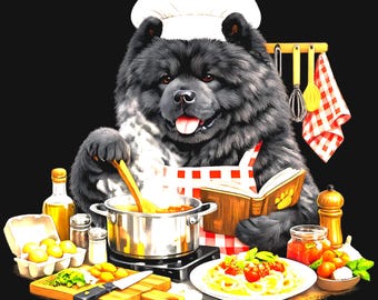 Rottweiler Chef Dog PNG, Kitchen Art, Trendy Dog Illustration, (Instant Download)