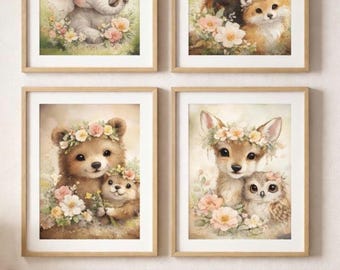 Safari animal Wall Art Bundle png | Woodland Creatures,  (Digital Download)