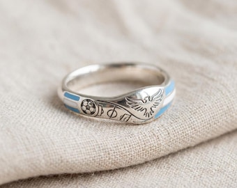 Argentinien Flagge Fußball Ring mit Silber Band und Taube mit Noten