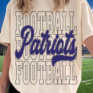 Patriots Football PNG, Game Day Sublimation Design, Retro Patriots Script PNG, Football Season DTF Transfer, College Mascot Digital Download