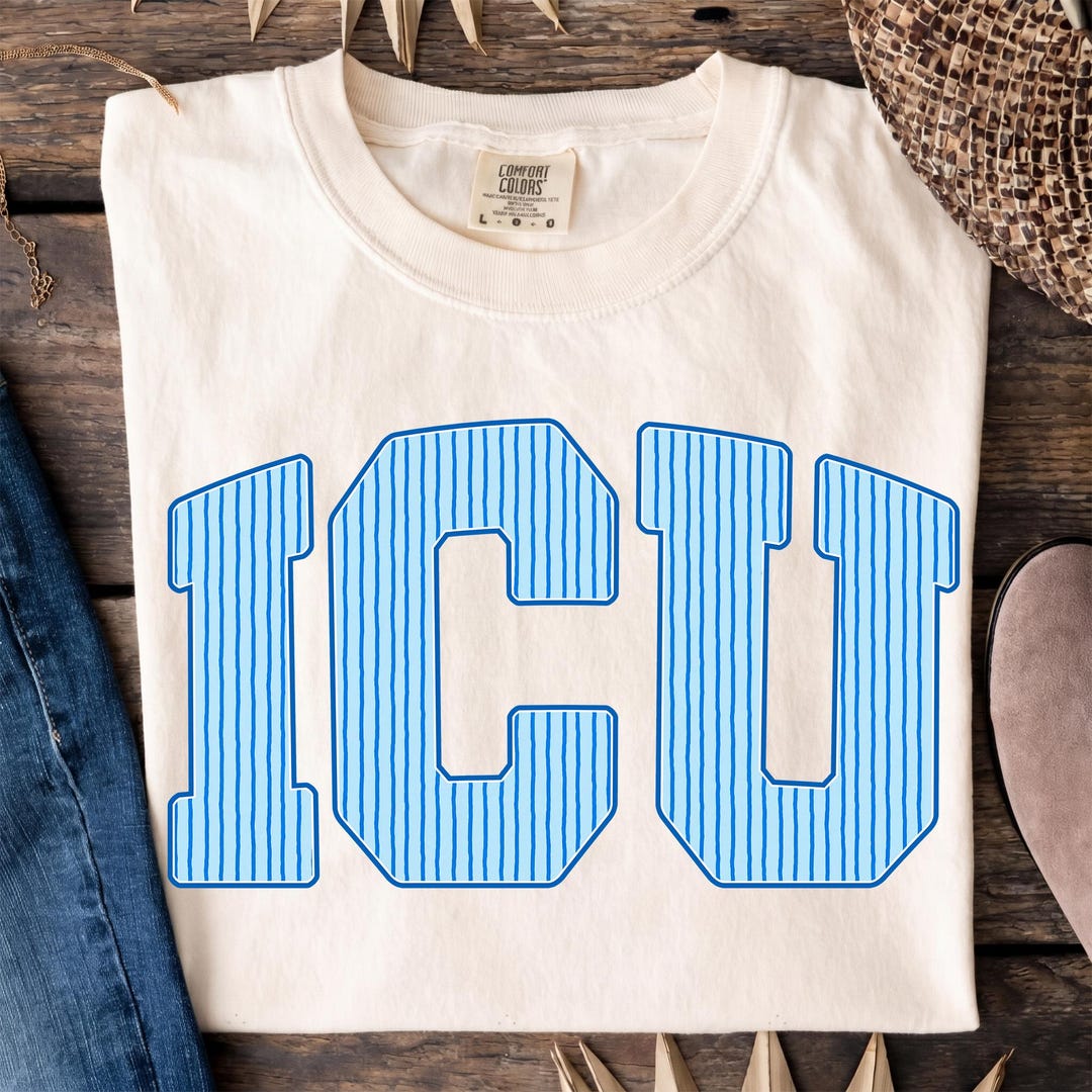 ICU Png, Blue Striped ICU Png, Preppy Nursing Assistant Sublimation ...