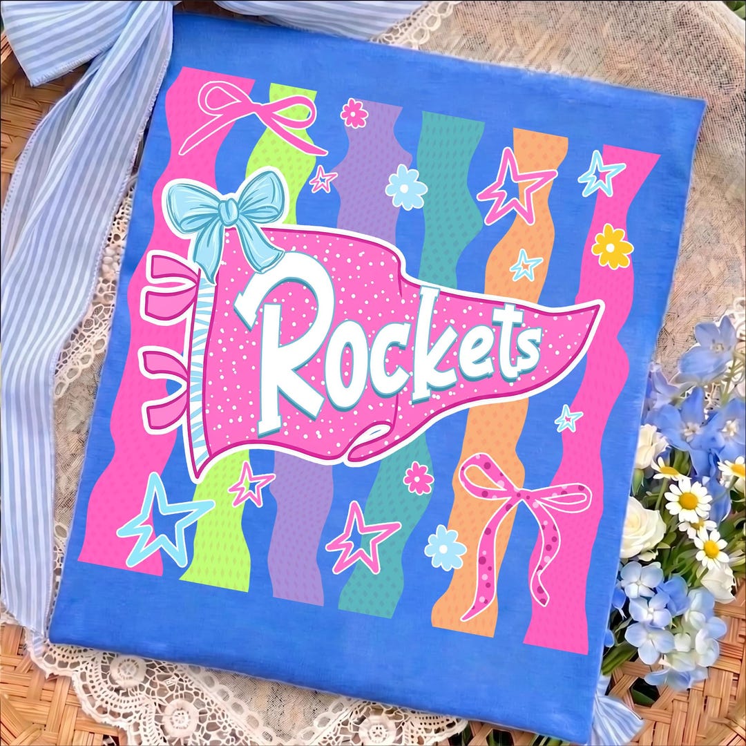 Preppy Rockets Rockets Stripe Flag Mascot PNG, School Spirit Game Day PNG, Rockets ...