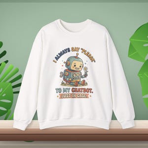 Funny AI Chatbot Sweatshirt, Retro Tin Robot Shirt | Tech Humor Gift for Programmer, Cozy Coding Hoodie, Prompt Engineer Tee