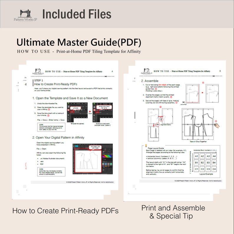 Tiled PDF Pattern Template for Affinity Designer | Print at Home Sewing ...