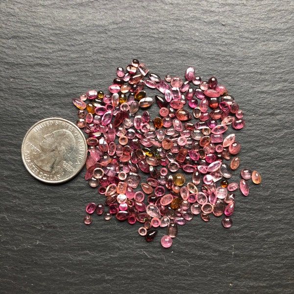 Pink Tourmaline Tiny Cabochons | 10g | 50cts | Wholesale Parcel Lot of 220+ Natural Semiprecious Gemstones